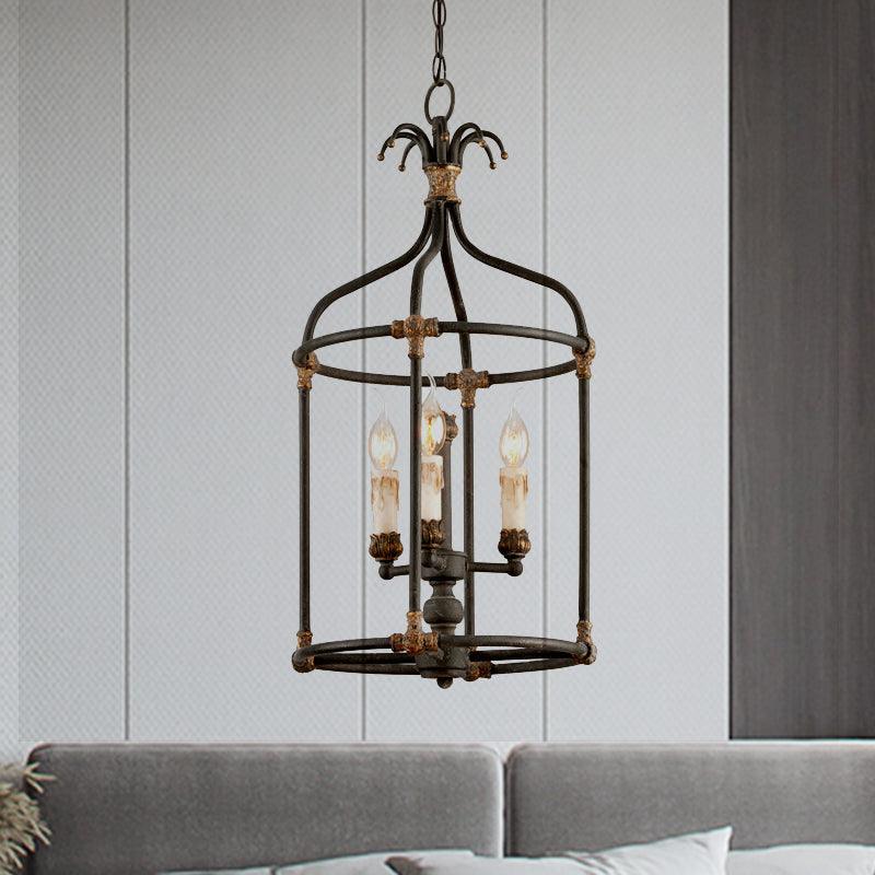 Birdcage Living Room Chandelier Lighting Rustic Metallic Lamp - Rebooters