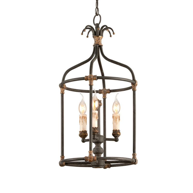 Birdcage Living Room Chandelier Lighting Rustic Metallic Lamp - Rebooters