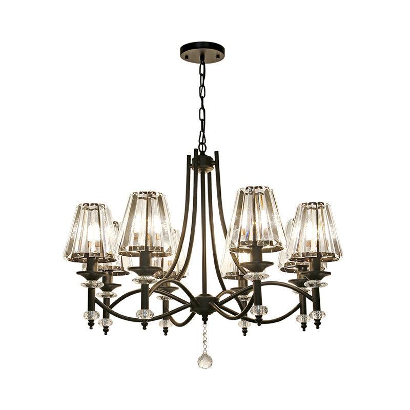 8 Heads Hanging Light Fixture Modern Chandelier Black Glass - Rebooters