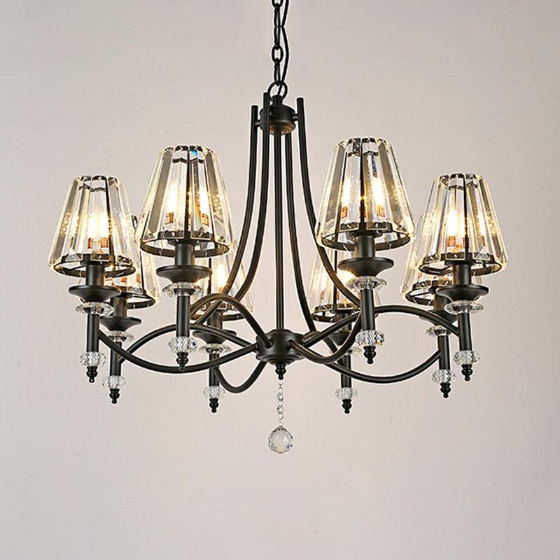 8 Heads Hanging Light Fixture Modern Chandelier Black Glass - Rebooters