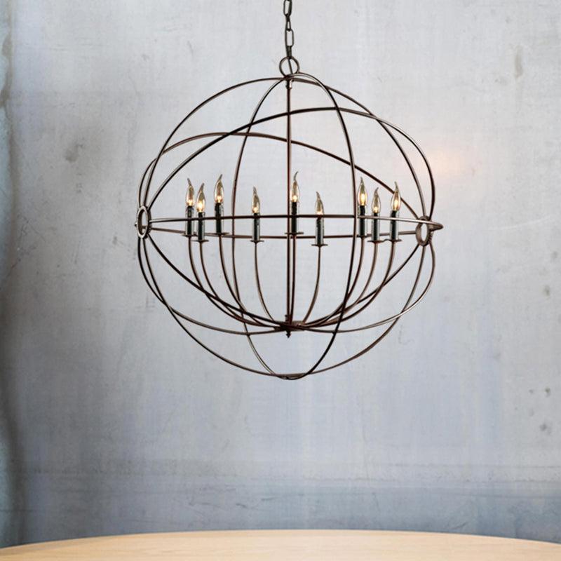 Antique Style Spherical Ceiling Pendant with Cage Shade Chandelier - Rebooters