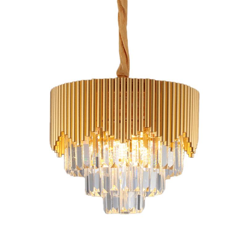 4/6/8 Heads Clear Crystal Prisms Chandelier Modern Gold Finish - Rebooters