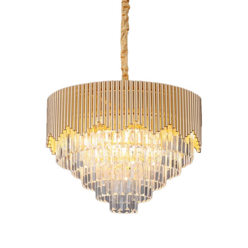 4/6/8 Heads Clear Crystal Prisms Chandelier Modern Gold Finish - Rebooters