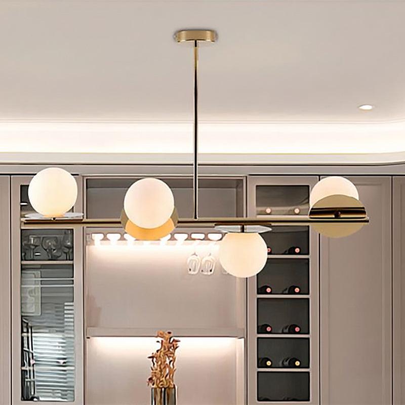 4-Light Ball Island Pendant Contemporary Matte White Glass Ceiling Light in White Black - Rebooters
