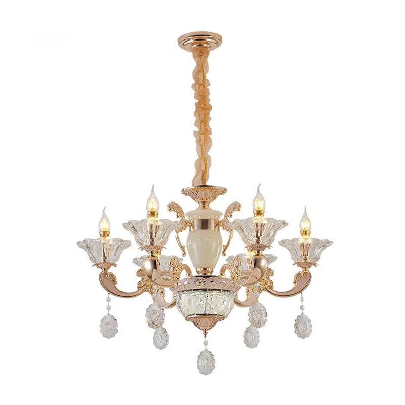 6/8 Bulbs Suspension Lighting Traditional Flower Crystal Chandelier - Rebooters