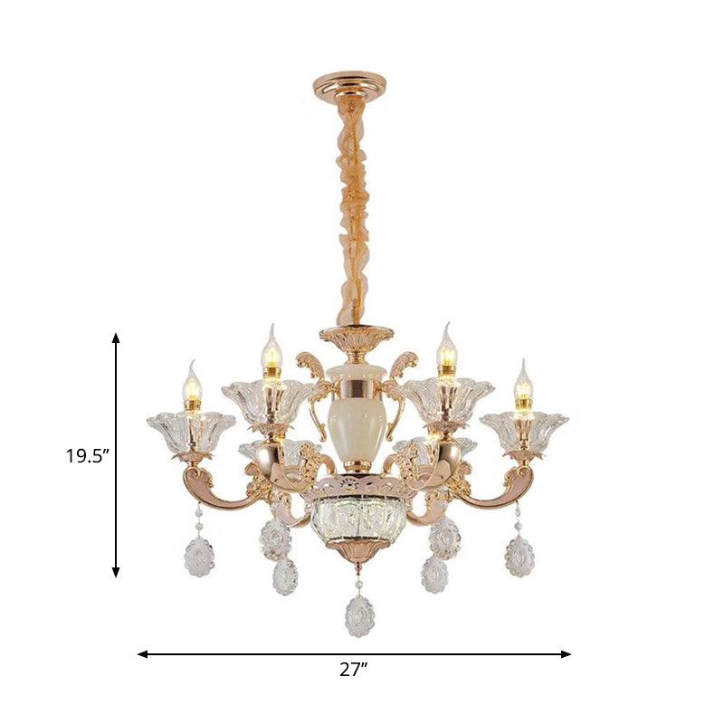 6/8 Bulbs Suspension Lighting Traditional Flower Crystal Chandelier - Rebooters