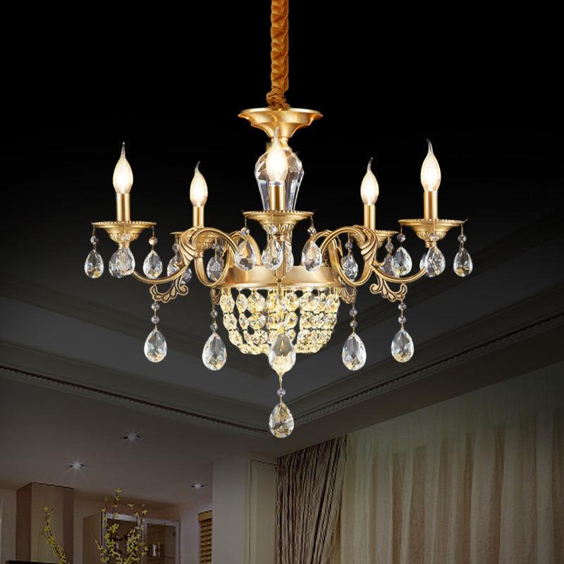 3/5 Heads Chandelier Lamp Traditional Candlestick Clear Amber Crystal Accents - Rebooters