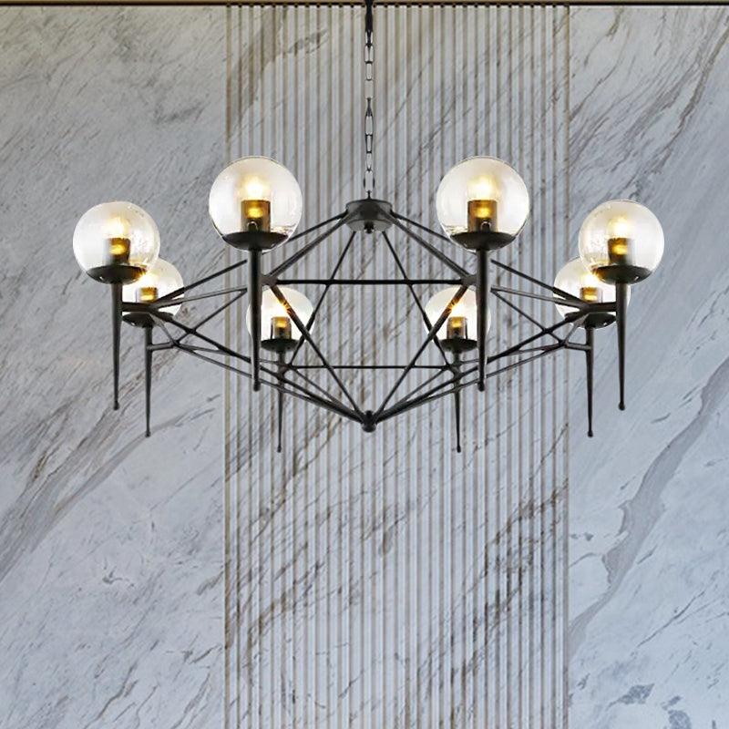 6/8-Bulb Ceiling Lamp with Globe Shade Clear Glass Pendant Light - Rebooters