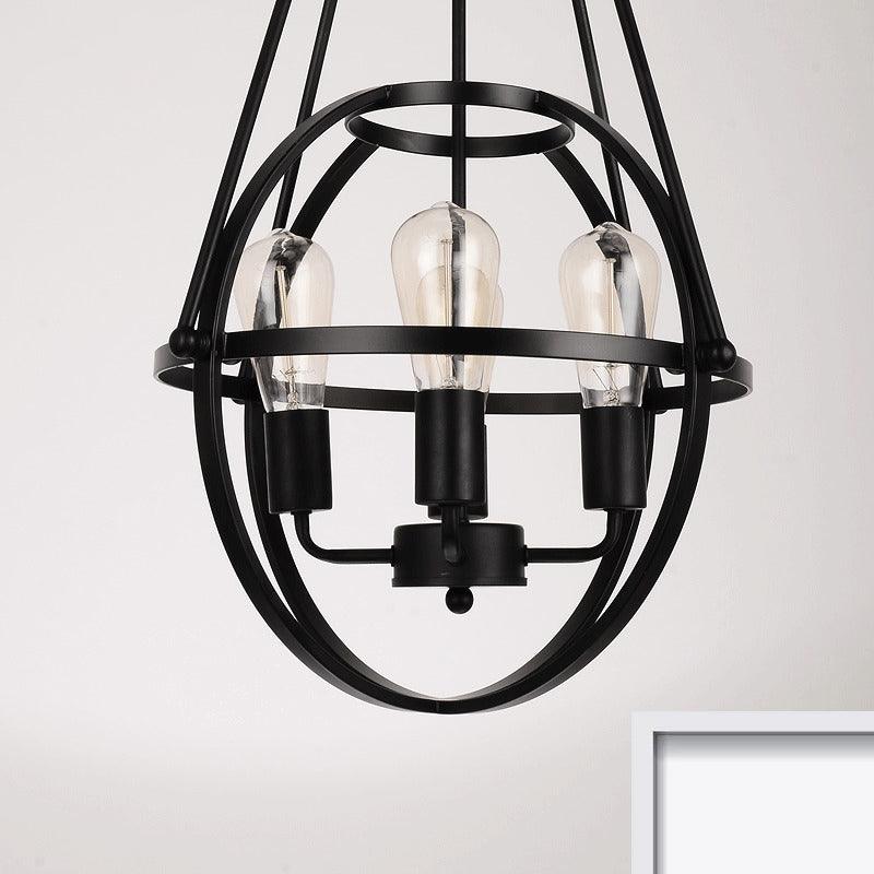 4 Heads Global Chandelier Lighting Cage Shade Black Lamp - Rebooters