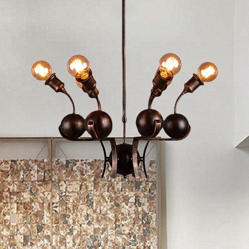 Bare Bulb Hanging Light with Metal Ball Loft Style Chandelier - Rebooters