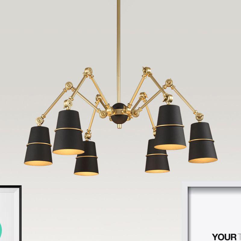 6 Lights Spider Chandelier Light with Cone Shade Retro Style - Rebooters