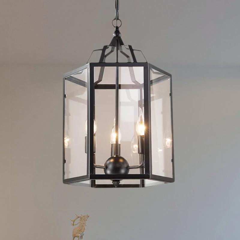 3-Light Clear Glass Hanging Chandelier Vintage Black/White - Rebooters