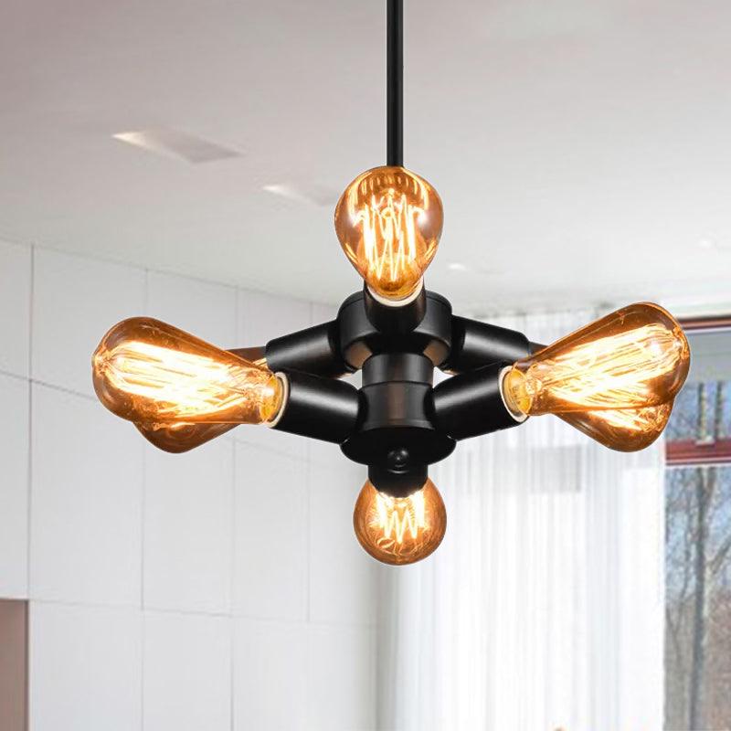3/4/5 Lights Bare Bulb Chandelier Light Vintage Black Finish - Rebooters