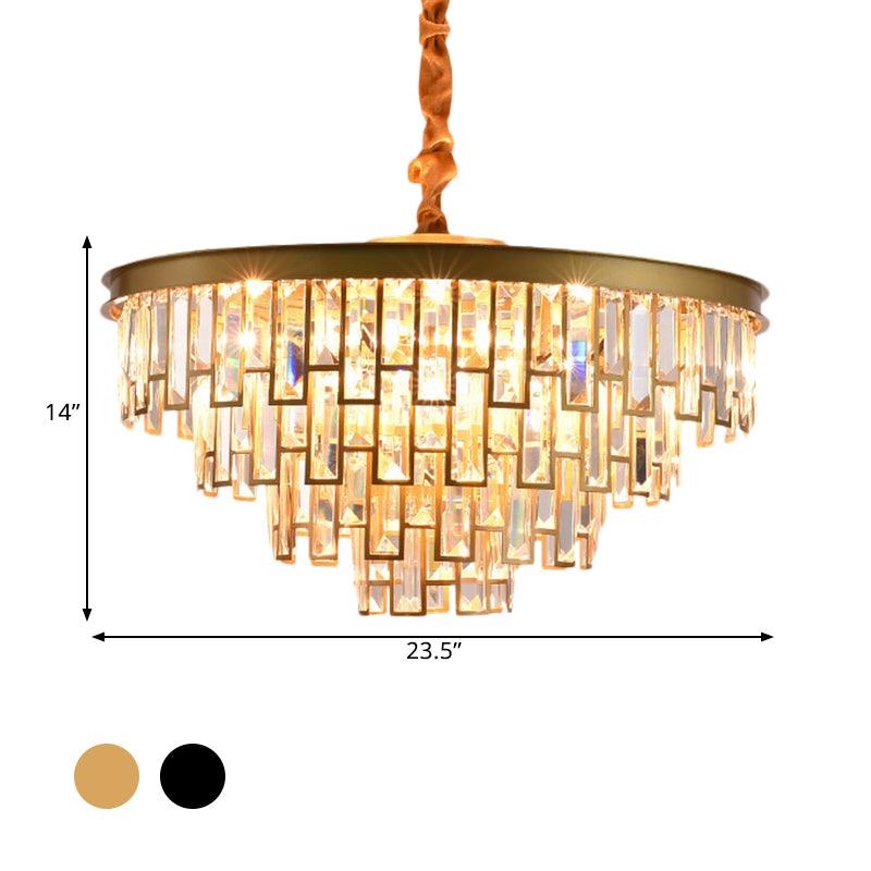 6 Heads Tapered Chandelier Modern Gold Black Crystal Lighting - Rebooters