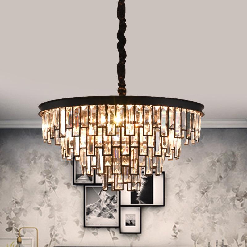 6 Heads Tapered Chandelier Modern Gold Black Crystal Lighting - Rebooters