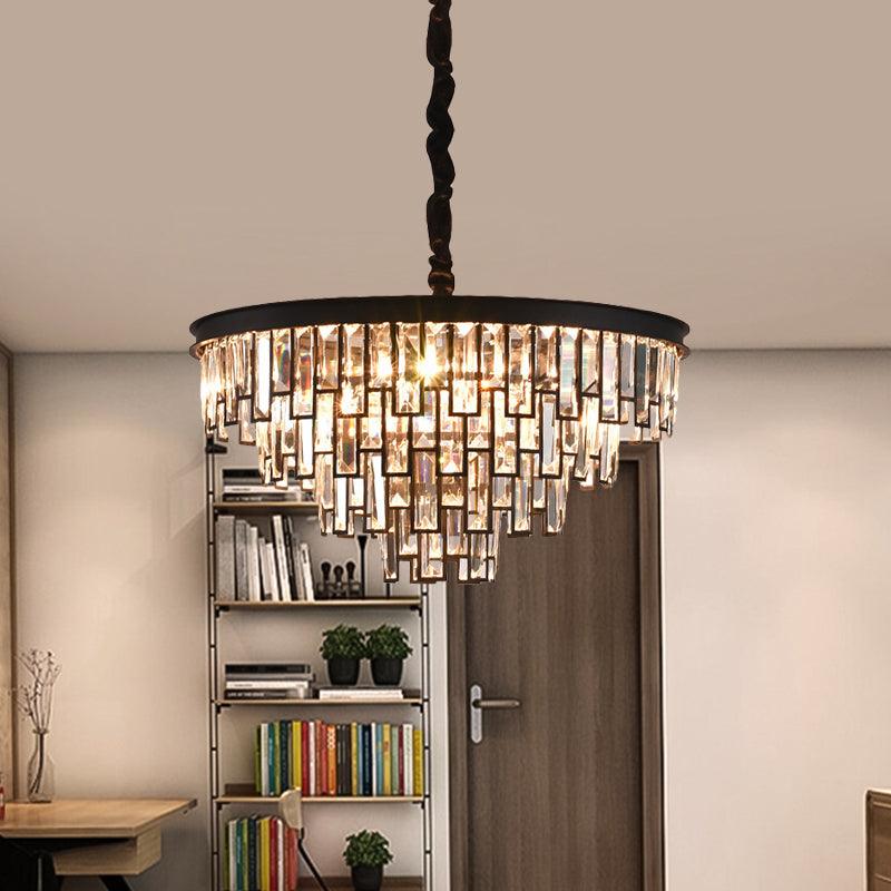 6 Heads Tapered Chandelier Modern Gold Black Crystal Lighting - Rebooters