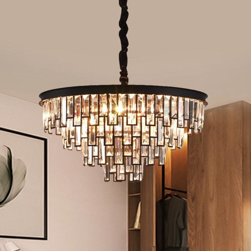 6 Heads Tapered Chandelier Modern Gold Black Crystal Lighting - Rebooters
