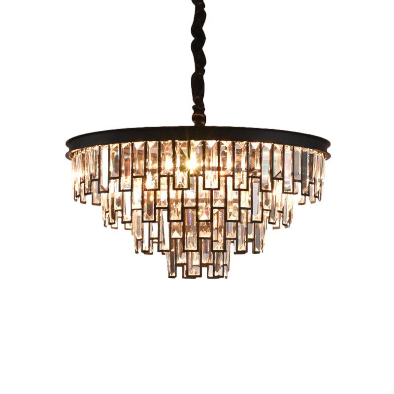 6 Heads Tapered Chandelier Modern Gold Black Crystal Lighting - Rebooters