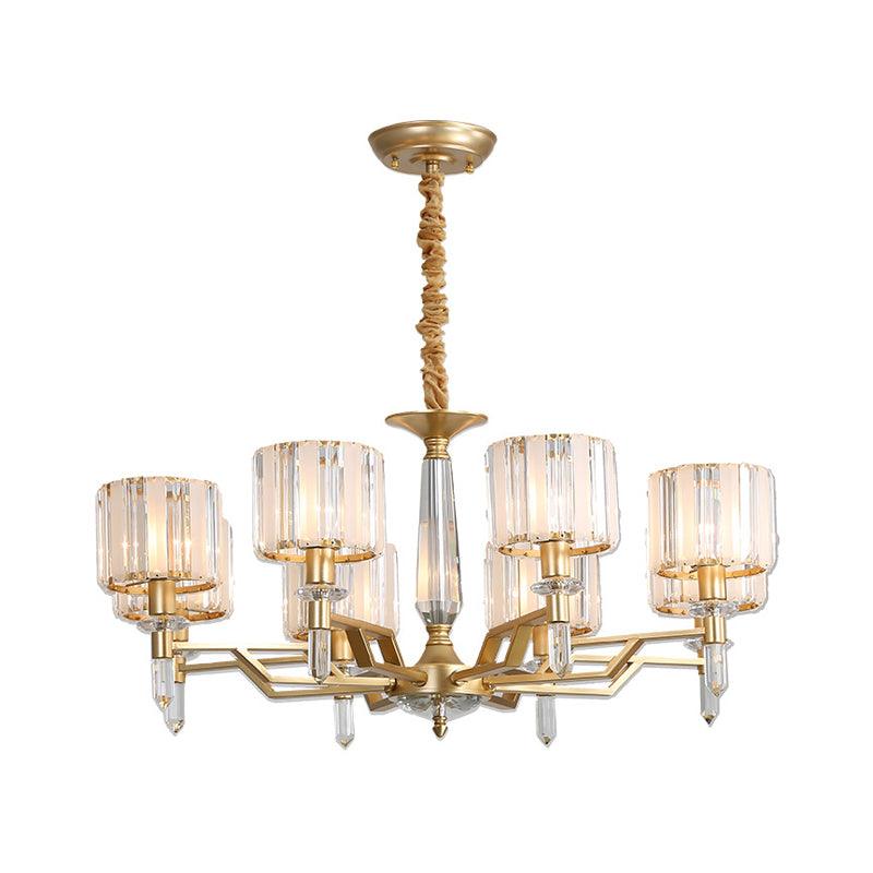 6/8 Bulbs Crooked Arm Ceiling Chandelier Gold Crystal Shade - Rebooters