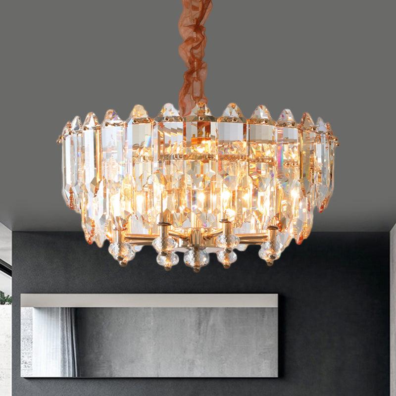 8 Bulbs Metal Frame Chandelier Light Modern Gold Crystal Pendant - Rebooters