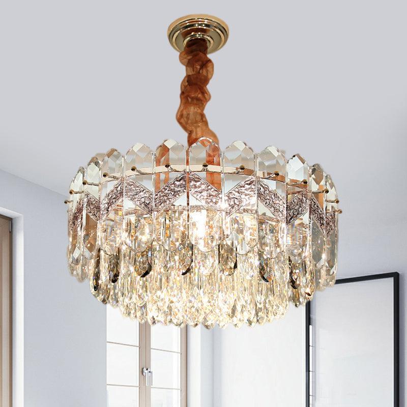 9 Bulbs Clear Crystal Draping Ceiling Chandelier Modern - Rebooters