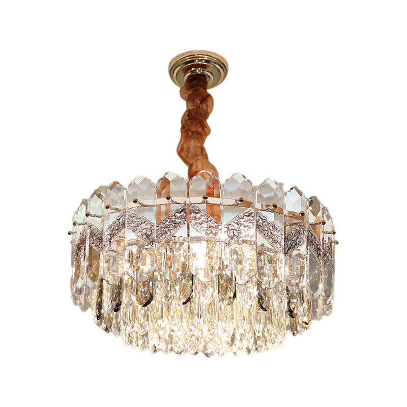 9 Bulbs Clear Crystal Draping Ceiling Chandelier Modern - Rebooters
