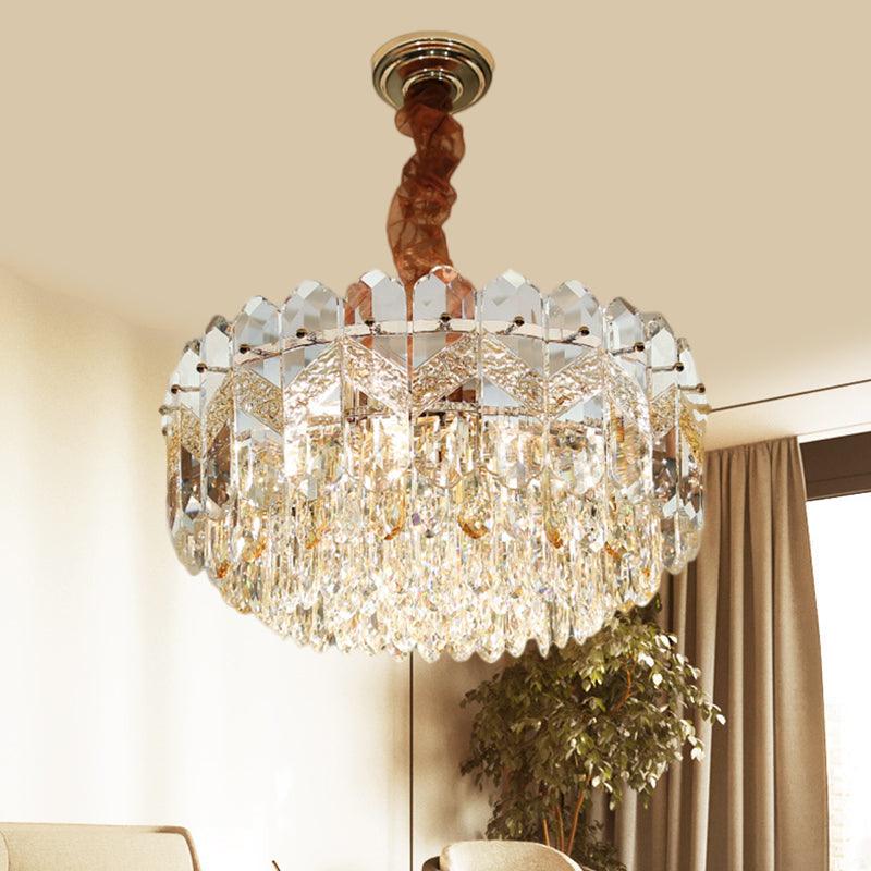 9 Bulbs Clear Crystal Draping Ceiling Chandelier Modern - Rebooters