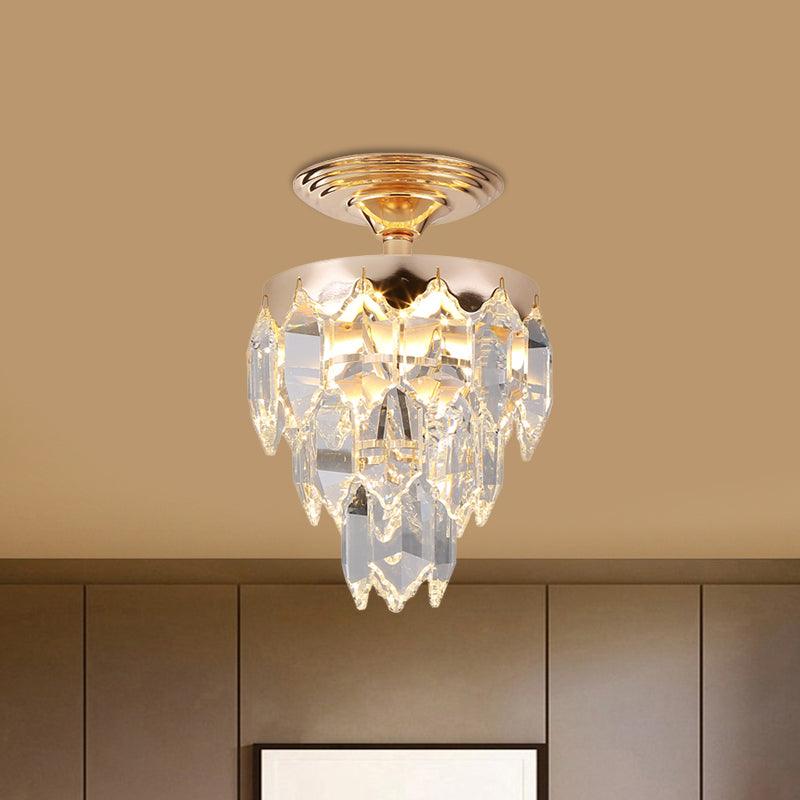 3-Tier Crystal Rod Drop Lamp Modern Style 2 Lights Foyer Chandelier in Gold - Rebooters