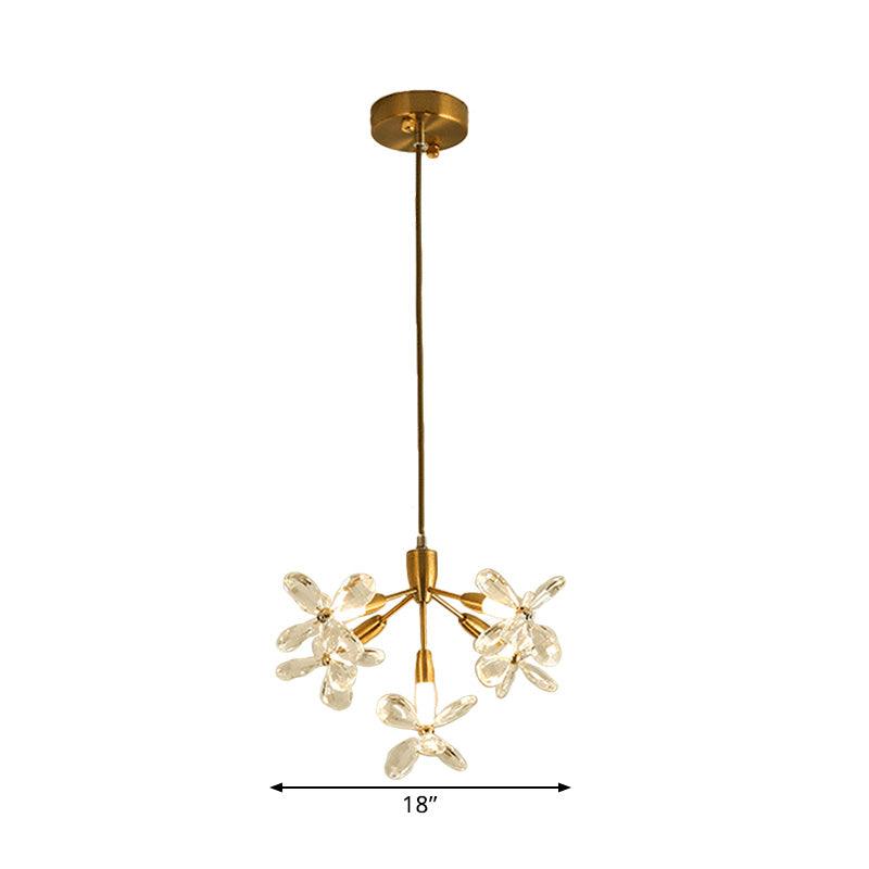 5 Heads Flower Pendant Chandelier Minimalist Gold Crystal - Rebooters
