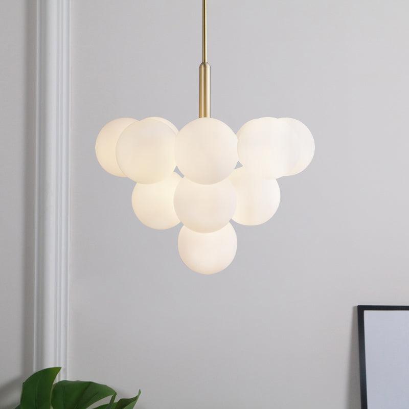 Ball White Glass Chandelier Lamp Contemporary 5/13 Lights - Rebooters