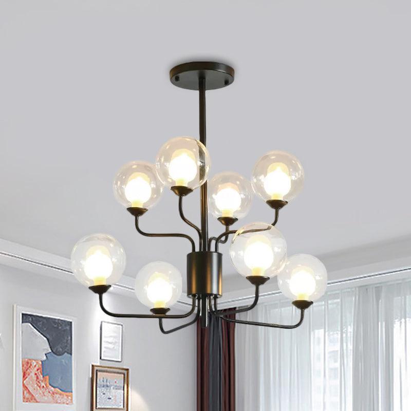 2-Tier Ball Clear Glass Chandelier with Radial Design - Rebooters