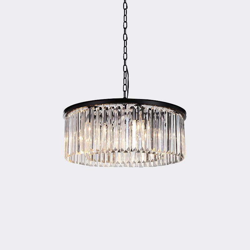 Drum Clear Amber Crystal 9-Light LED Chandelier Lamp - Rebooters