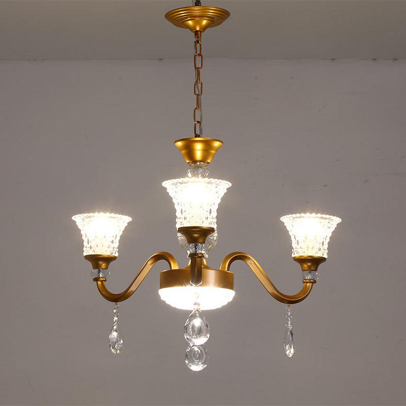 3/6/8-Head Bell Shaped Hanging Chandelier Gold Finish - Rebooters