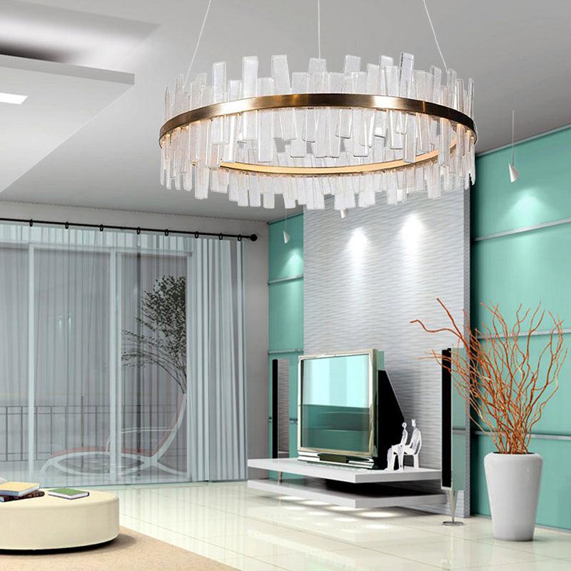 1/2 Lights Living Room Chandelier Lighting with Drum Crystal Shade - Rebooters