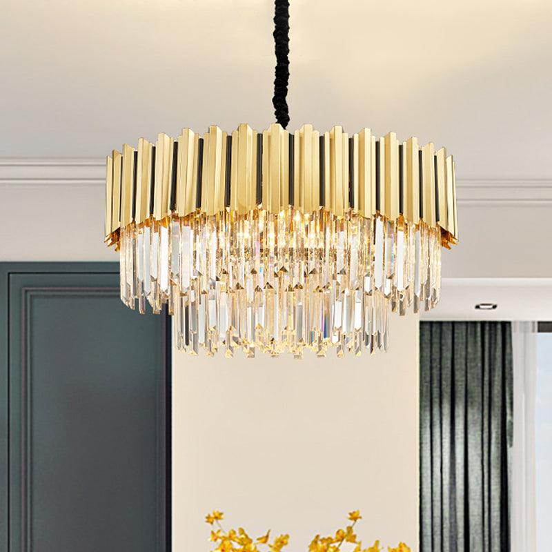 8 Bulbs Tiered Chandelier Pendant Post-Modern Gold Light Fixture - Rebooters