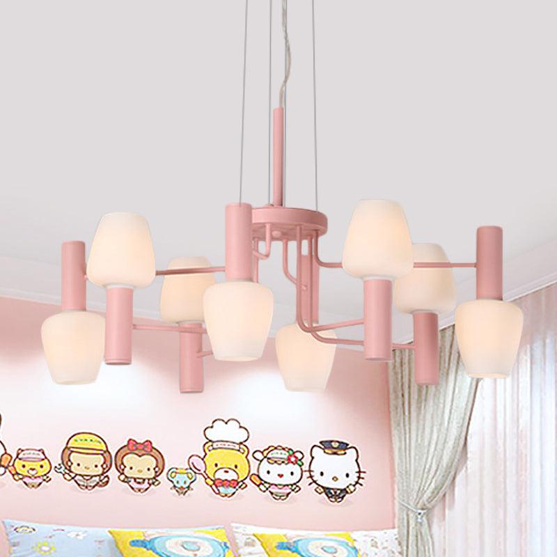 8 Bulbs Lounge Ceiling Chandelier Macaron Pink Yellow Blue Lamp - Rebooters