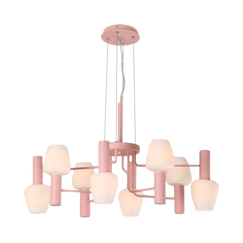 8 Bulbs Lounge Ceiling Chandelier Macaron Pink Yellow Blue Lamp - Rebooters