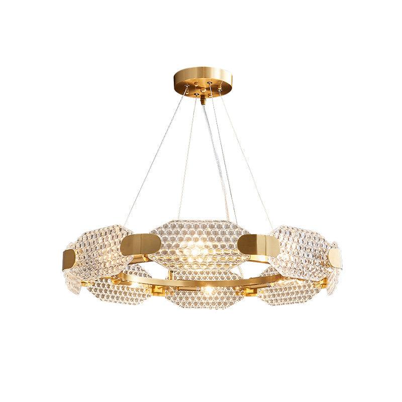 8-Head Octagon Chandelier Light Colonialist Gold Clear Glass - Rebooters