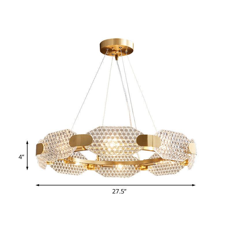 8-Head Octagon Chandelier Light Colonialist Gold Clear Glass - Rebooters