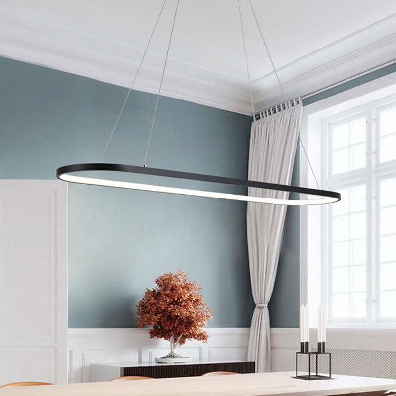 19.5"/27.5" W Dining Room LED Chandelier Minimalism Black Pendant Light - Rebooters