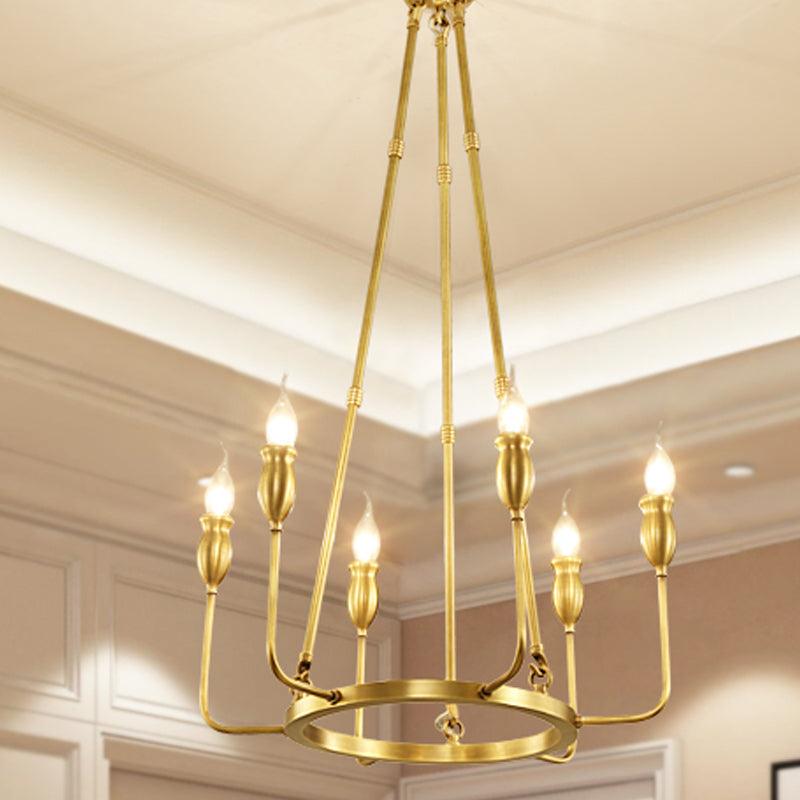 6/8 Bulbs Candle Ceiling Chandelier Colonial Gold Metal Light - Rebooters