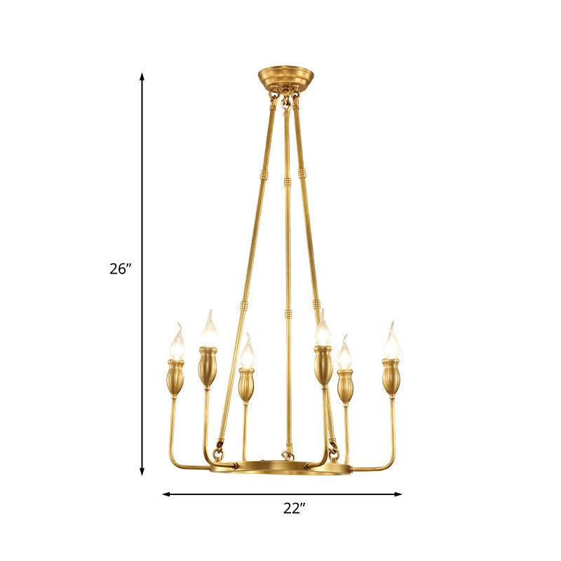 6/8 Bulbs Candle Ceiling Chandelier Colonial Gold Metal Light - Rebooters