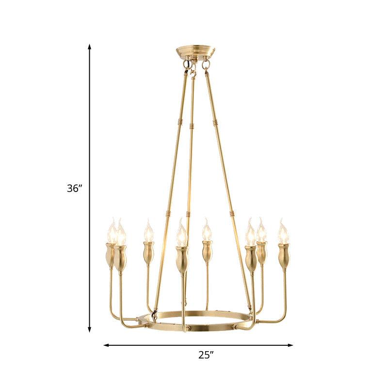 6/8 Bulbs Candle Ceiling Chandelier Colonial Gold Metal Light - Rebooters
