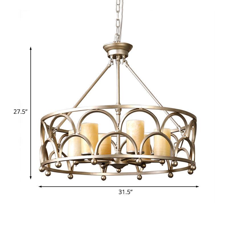 8 Lights Marble Pendant Chandelier Traditional Gold Lamp - Rebooters