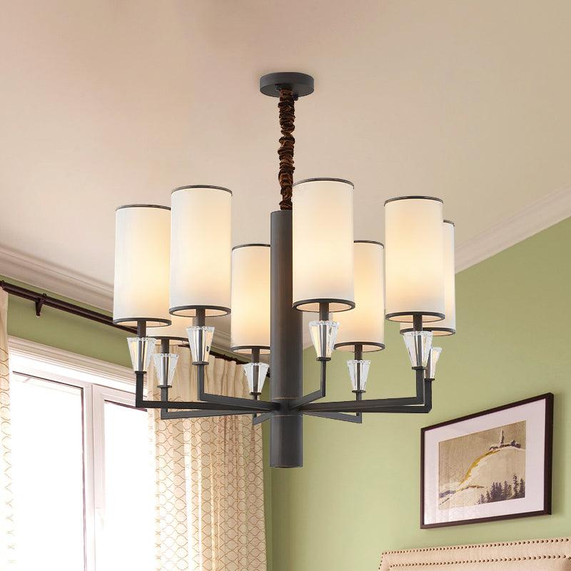 6/8 Heads Fabric Chandelier Lamp Traditional White Column Light - Rebooters