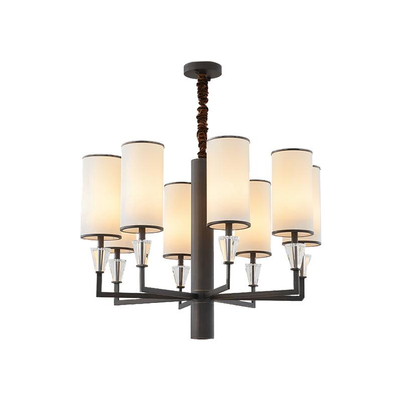 6/8 Heads Fabric Chandelier Lamp Traditional White Column Light - Rebooters