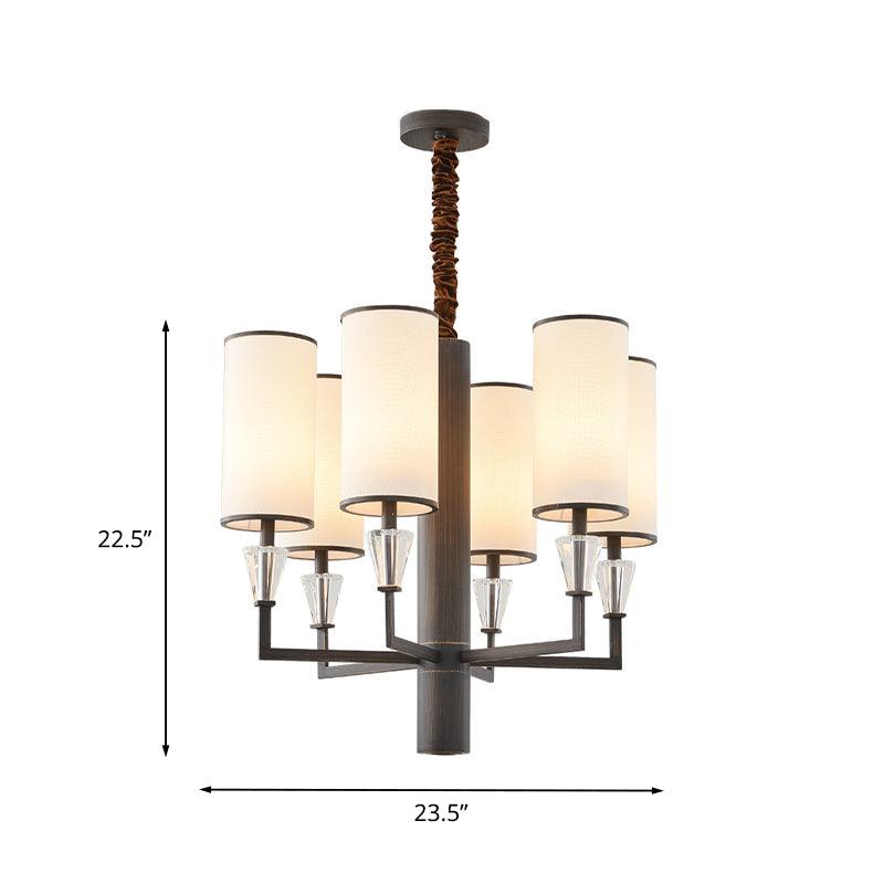 6/8 Heads Fabric Chandelier Lamp Traditional White Column Light - Rebooters