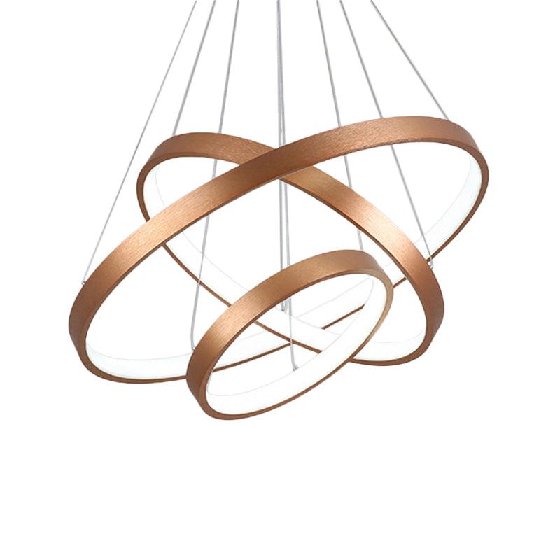 1/2/3-Tier Hoop Dinette Chandelier Metallic Minimalist LED Ceiling Pendant Light in Gold - Rebooters