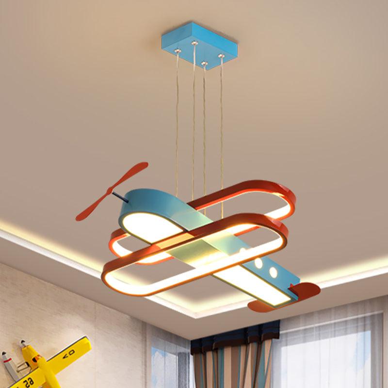 Airplane Acrylic Chandelier Kids LED Blue Ceiling Light 26" - Rebooters