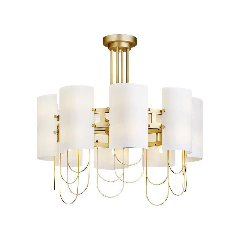 16-Light Drum Shaped Chandelier White-Gold Marble Lamp - Rebooters